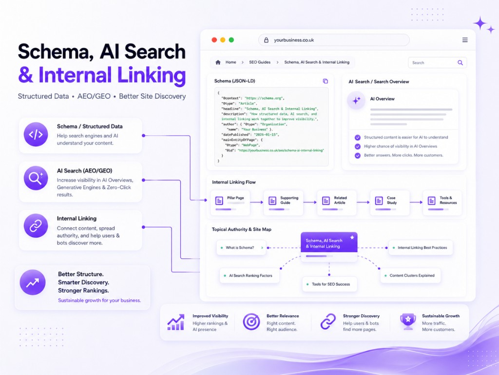 Schema, AI search and internal linking strategy for improving small business SEO visibility in 2026